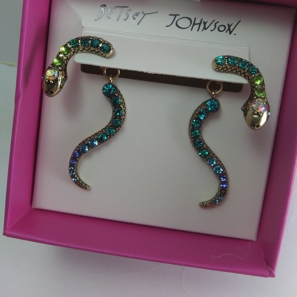 Betsey Johnson Jewelry - Betsey Johnson blinged snake earrings VERY COOL